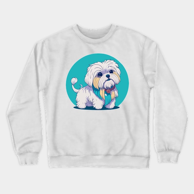 Maltese Dog Portrait Crewneck Sweatshirt by SpriteGuy95